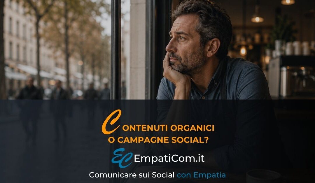 Titolare di un’attività locale osserva la strada dal suo locale pensando alla visibilità sui social