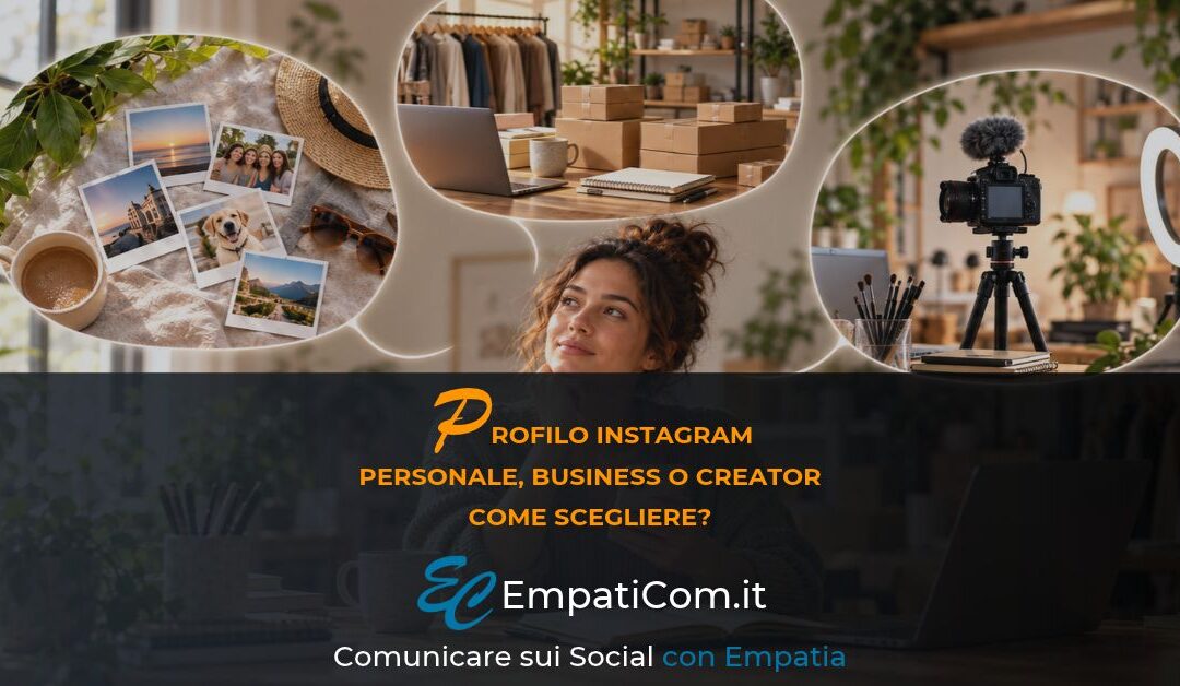 Professionista con smartphone riflette sulla scelta tra profilo Instagram personale, Business e Creator.